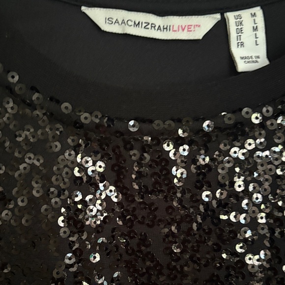 Isaac Mizrahi Black Sequin long sleeve M - Picture 4 of 7